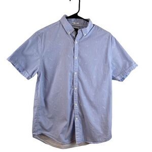 DENIM & FLOWER Slim Fit Short Sleeve Men's Button Shirt Medium Palm Trees Print